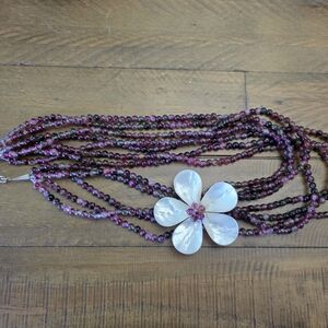 Elegant Multi-Strand Necklace with Flower Pendant